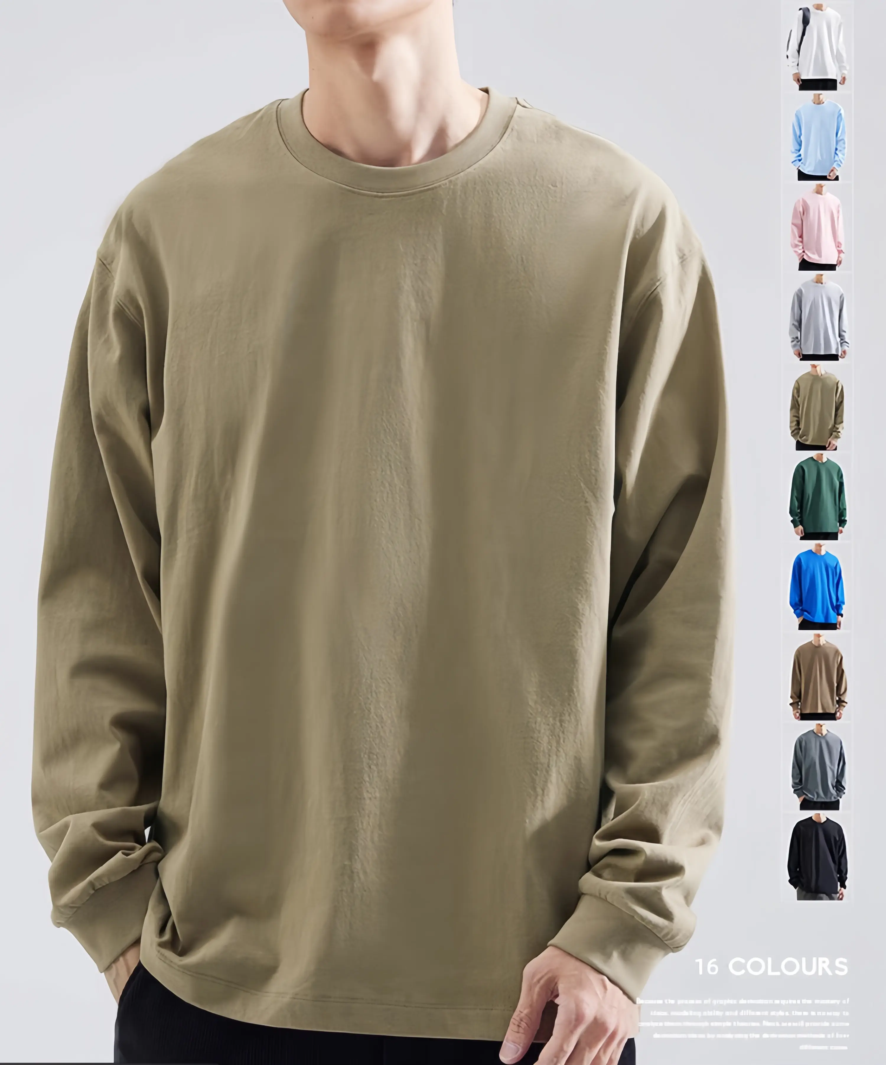 【16 Colors Available】Simple Long-Sleeved Unisex Color Top Men's Crew Neck Hoodie Sweater - Wetsuit Menswear Lingerie Pullover Longsleeve Human Casual Beige Crewneck Plain Round Neck pullover Sweatshirts baggy hoodie