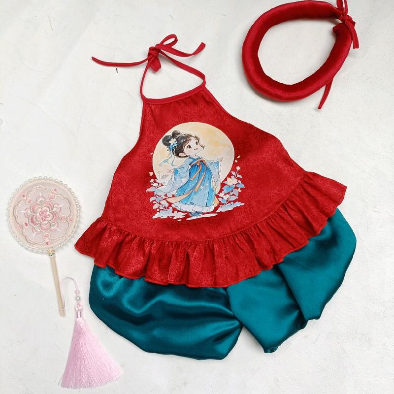  TẶNG MẤN Bộ yếm Tiên nữ vải gấm cho bé 6-24kg 
