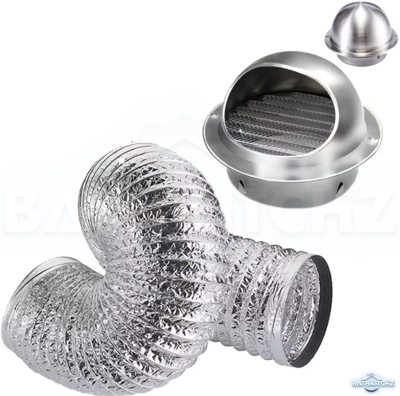 BATHKITCHZ Hood Ducting Stainless Steel Cap Flexible Aluminium Ducting Hose Hood Exhaust Fan Pipe