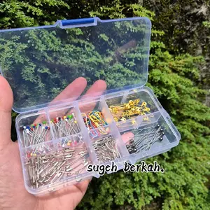 [PAKET LENGKAP] Jarum Pentul Mini / jarum pentul Warna Stainless /  Wadah Jarum Pentul / peniti kecil / jarum pentul besar - Jilbab, Muslim, Wanita