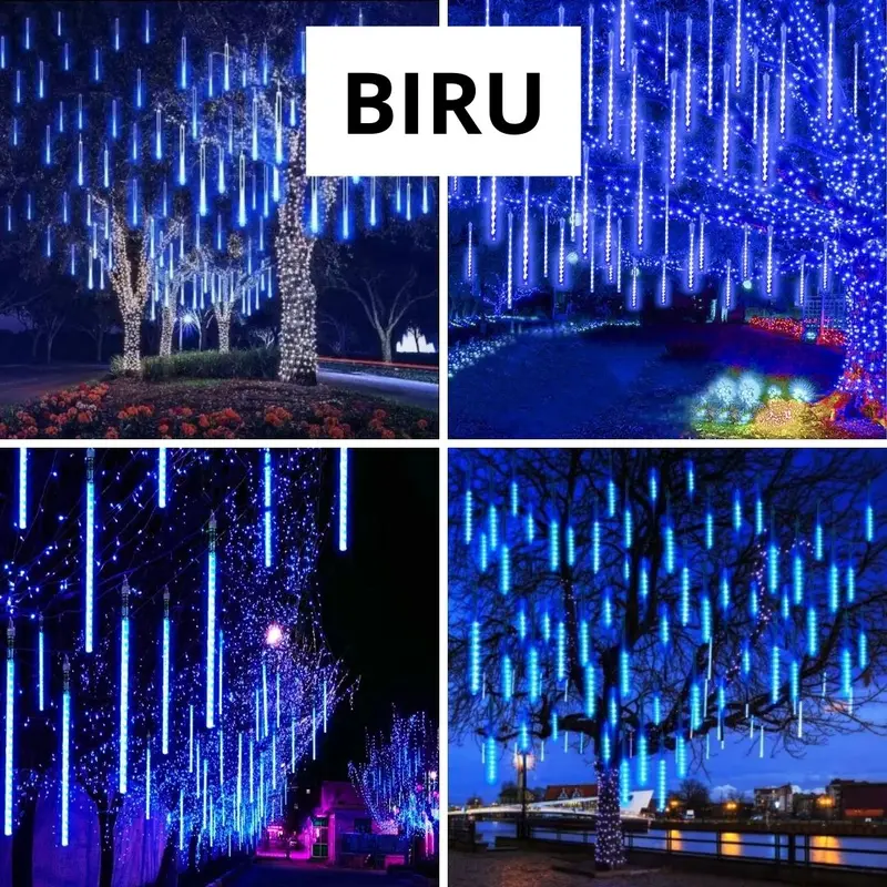 COD Lampu Meteor LED Hujan 50cm RGB 1 set 8 Batang 10 Batang lampu  taman  outdoor 5
