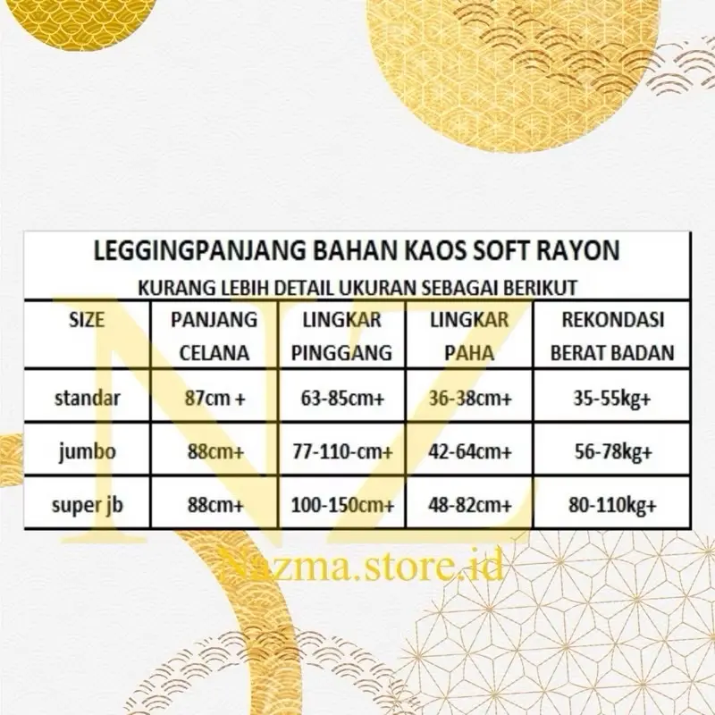 NAZMI legging PANJNG SHOFT RAYON bahan spandek kaos standar jumbo simple cuci kering 4