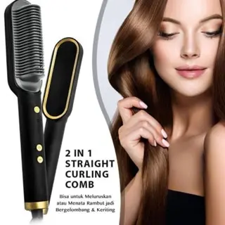 Catok Sisir Pelurus Rambut 2 in1 Hair Straightener Curler Catokan Listrik Praktis Pengering Rambut 6