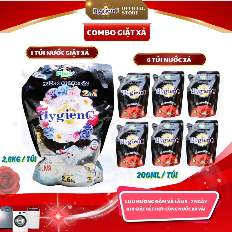   Combo Nước Giặt Xả  HygienC Plus lưu hương lâu - CBGX1 