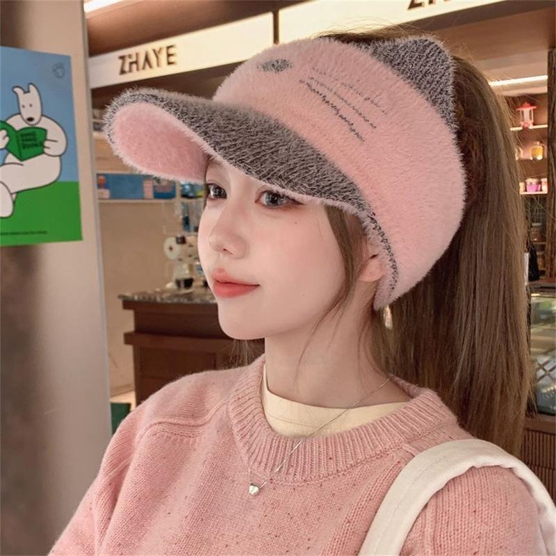 Mũ Dệt Kim Ấm Áp, Thường Ngày, Mềm Mại, Chống Lạnh, Sang Trọng, Chống Gió, Tai Mèo Dễ Thương, Mũ Lưỡi Trai Ngoài Trời 6