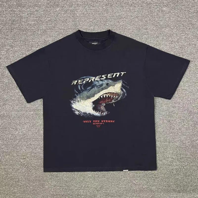 Áo Thun Shark Represent Unisex Form Rộng Vải Premium Cao Cấp - ATSHARK99 Nam Menswear Cổ Tròn