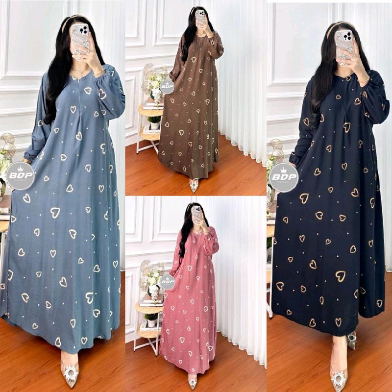 Dress Variasi Panjang Kain Rayon Halus Fashionable Wanita Busui, LD 110cm 2