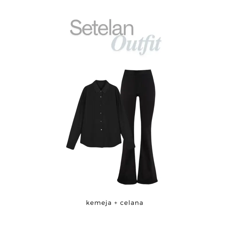 One Set Wanita Korean Style (Hijab+Kemeja+Vest+Celana) Set Fashion Kekinian Remaja - LO56 Ceruty Cutbray Setelan Nyaman 3
