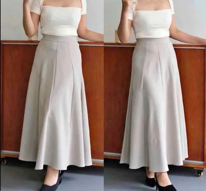 By Arrafi - Audy Skirt - Korean Loose Maxi Skirt Rok Wanita Anti Kusut - Rok Flare Wanita - Rok Basic Polos - Maxi skirt Rok Panjang Wanita 4