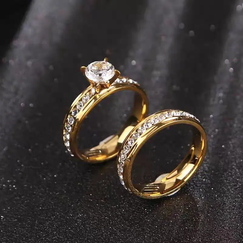 Set Cincin Titanium Model Terbaru Pria dan Wanita Aksesoris Fashion Mewah dan Elegan Anti Karat Anti Luntur Dan Tidak Mudah Pudar Hadiah Rings Silver 0