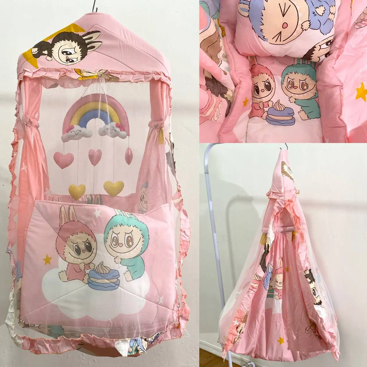 Ayunan Bayi Jumbo Berkelambu Katun Lokal Premium Bonus Bedcover dan Bantal Bayi (4in1)