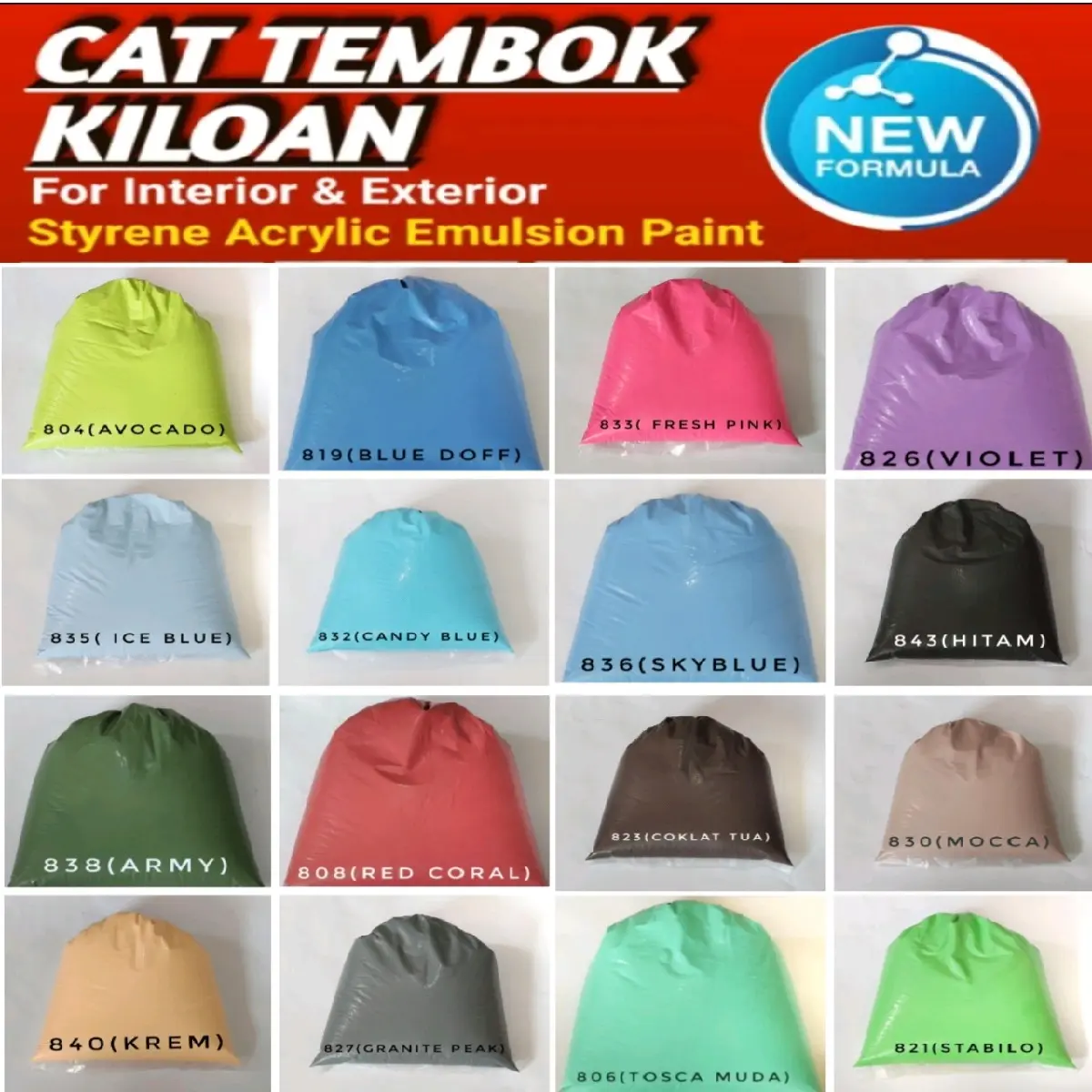 Cat Tembok Kiloan 1kg - Cat Paint Berkualitas Tinggi