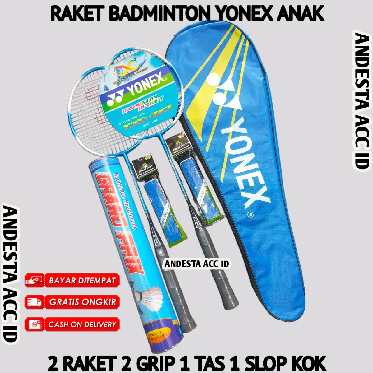 RAKET BADMINTON YONEX ISI 2 FREE TAS PAKET LENGKAP