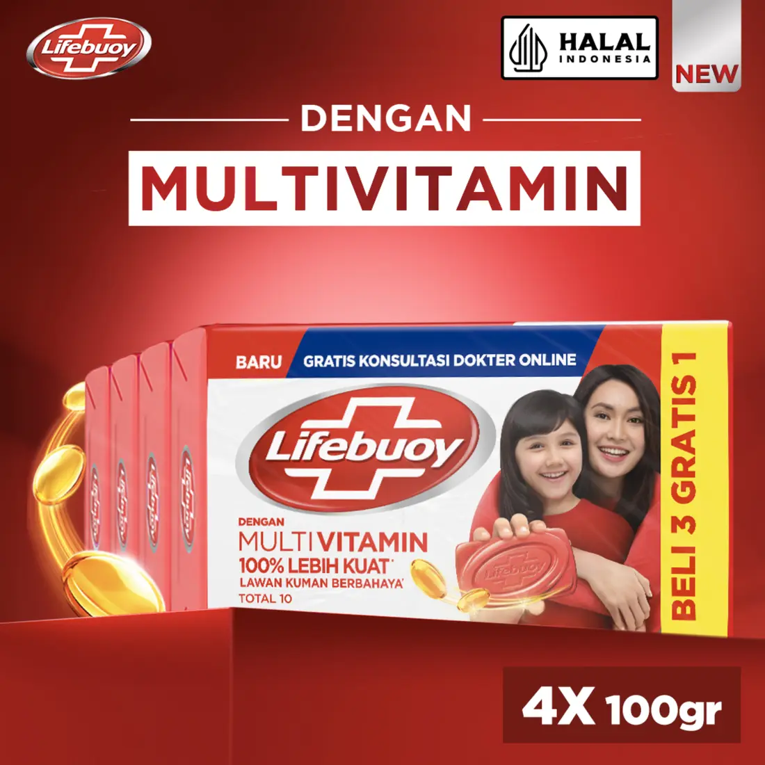 Lifebuoy Sabun Batang Total10 110 Gr Isi 4 Pcs