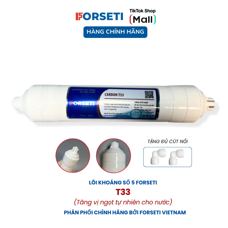 Lõi lọc chức năng Forseti Carbon T33 tạo vị ngọt cho nước dùng cho các máy lọc nước RO 0