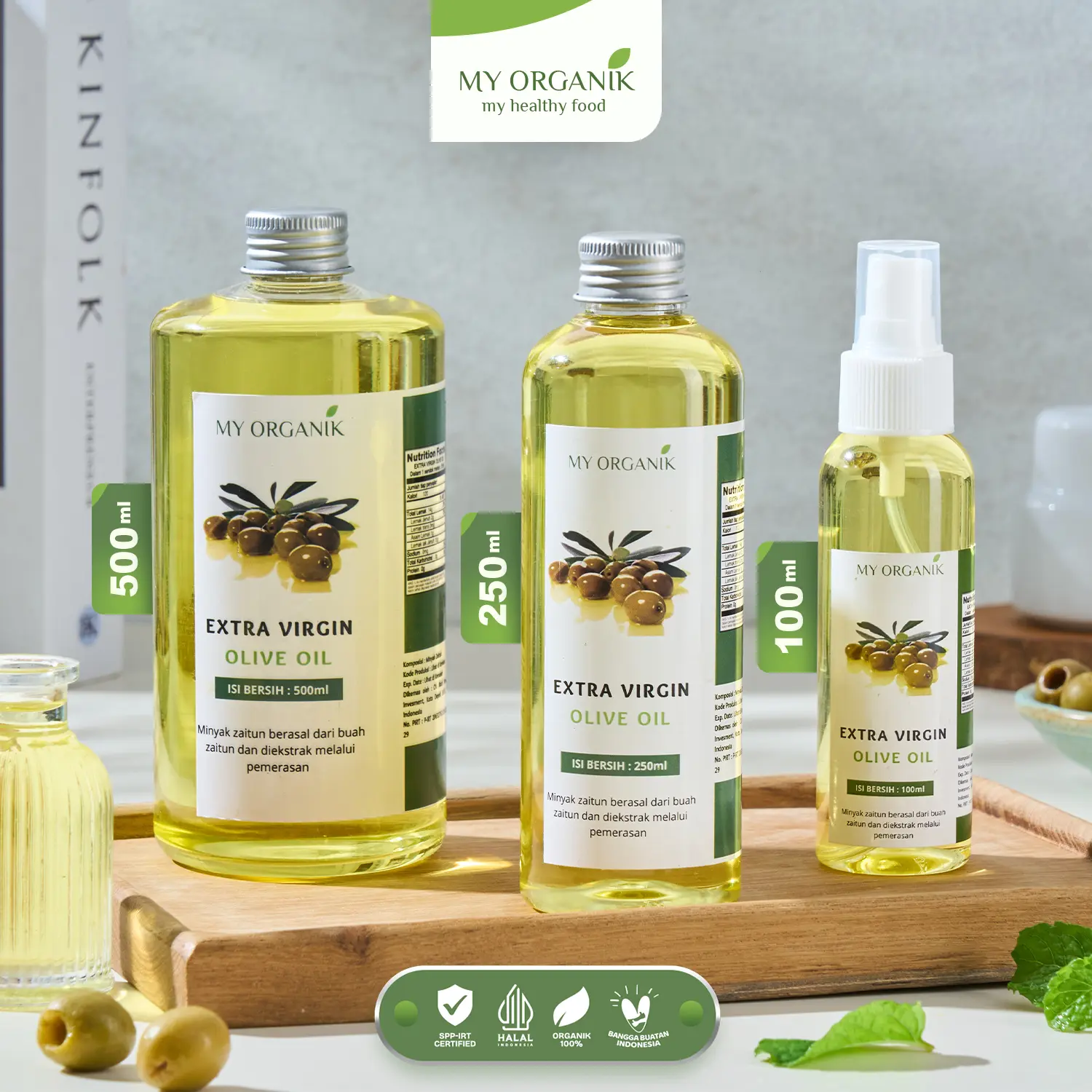 My Organik Extra Virgin Olive Oil Minyak Zaitun Murni untuk di Minum Masak Campuran Makanan Salad