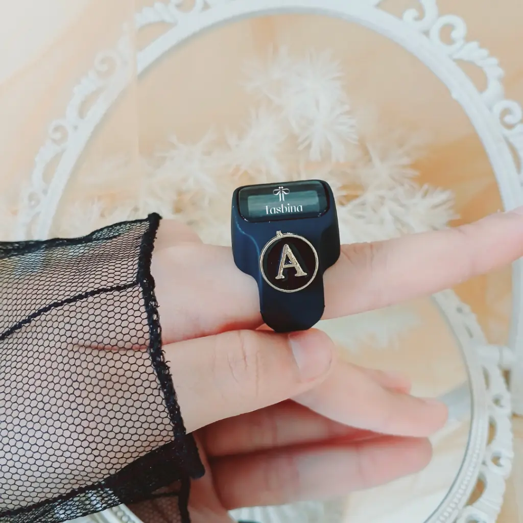 RING LED Tasbih Digital Cincin Cantik Tombol Inisial Huruf
