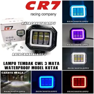 Lampu Tembak LED CWL 3 Mata CR7 Model Kotak Lampu Tembak Sorot CWL Angle Eyes Mode Flash Mode Diam Universal Motor Mobil