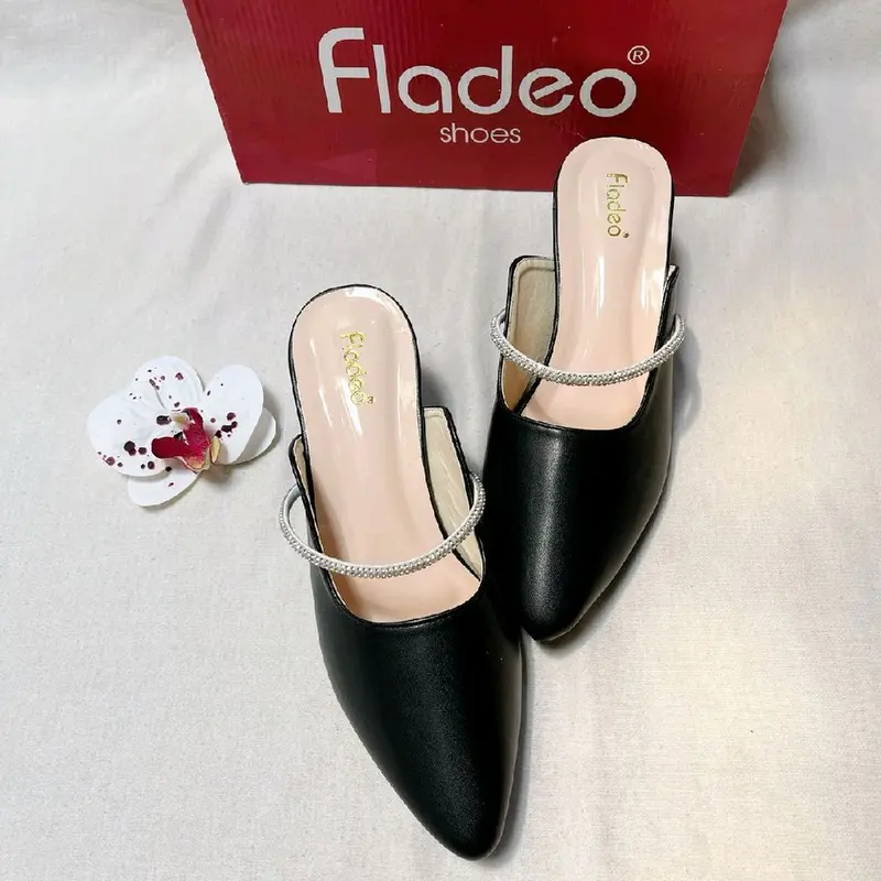 Fladeo Sandal Heels 5cm U Permata Cantik Mempesona Cocok untuk Pesta Kondangan Arisan Jalan Jalan nge Mall Alas Kaki Shoes Wanita sepatu pantofel 1