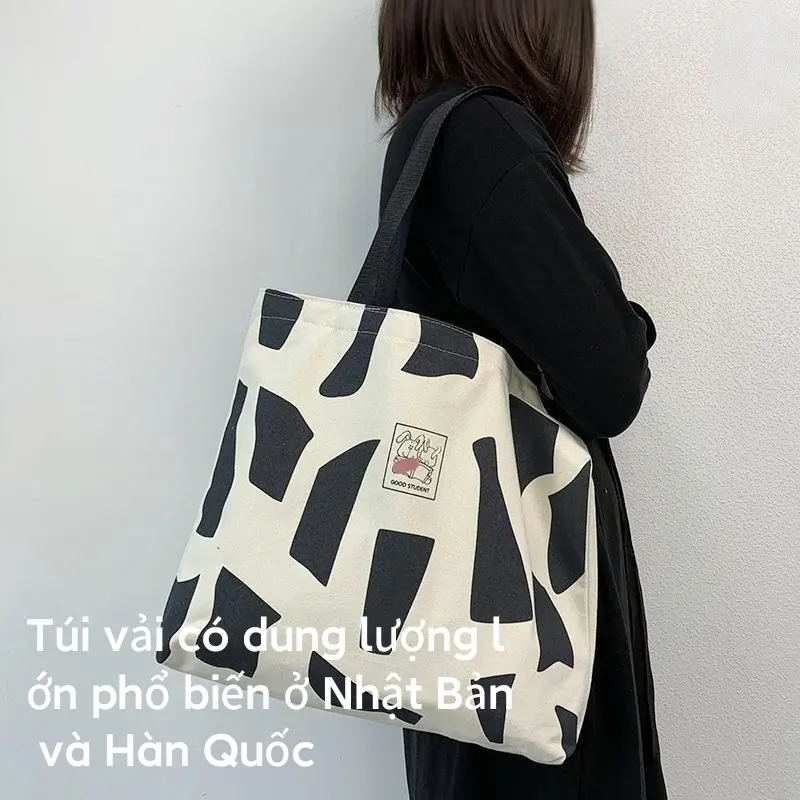 Túi Vải Bố, Dung Lượng Lớn, Tote Đi Lại, Thích Hợp Đi Làm, Đeo Một Bên Vai, Dễ Phối Đồ, Túi Sinh Viên Nghệ Thuật Chữ Nhật Nữ Đeo Vai Bag Hình Chữ Nhật 1