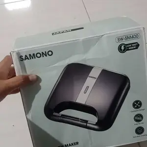 (PAYDAY SALE) SAMONO Sandwich Maker 400W 2 Slot Panggang Roti Anti Lengket, Low Watt, Klip Pengunci,Praktis & Mudah Dibersihkan [SW-SM400] Hitam Panggangan