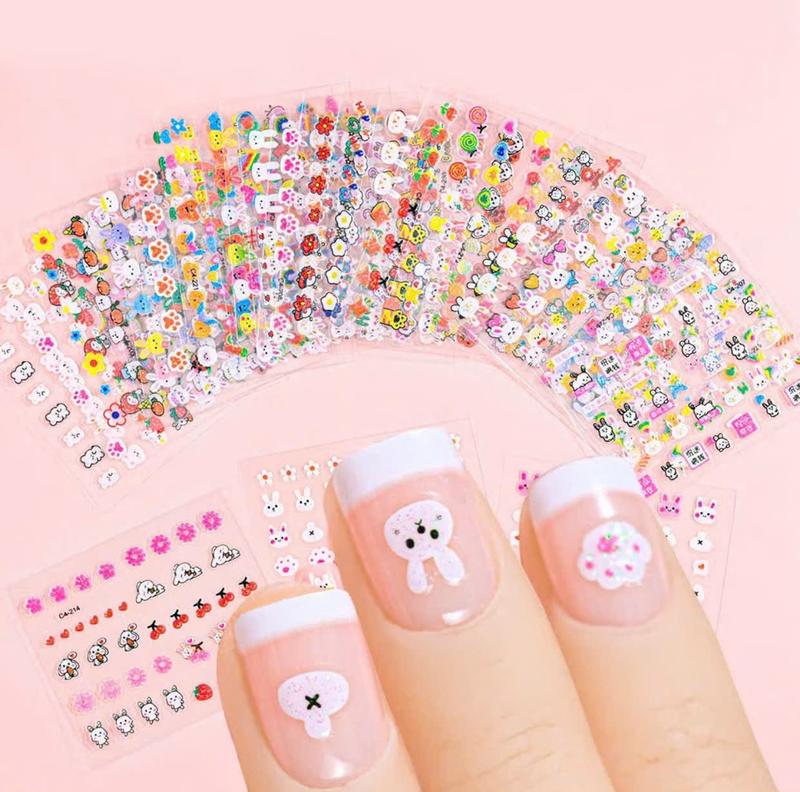 Combo 10 Tấm dán móng 3D nail Hoạt hình cute hình dán móng tay Dễ Thương Cho Bé Gái Bạn Gái