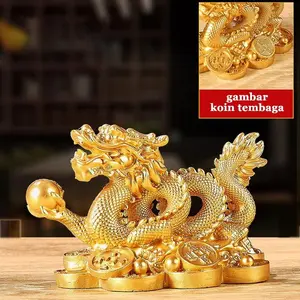 Patung Pajangan Naga Emas Fengshui DIY cocok untuk dekorasi dan topper cake