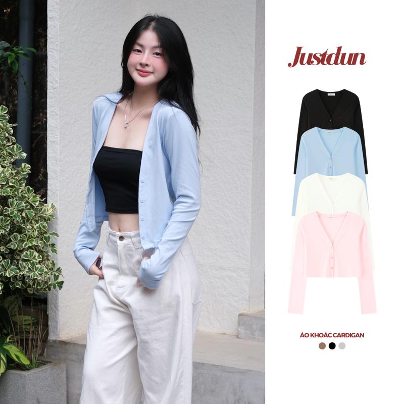 Áo Khoác Cardigan Basic Trơn Dáng Rộng Cotton Mịn Nhiều Màu JUSTDUN K8