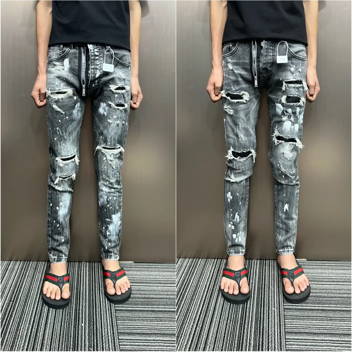 Quần jean nam D/2 xám khói khoá lệch hở SPF new 2025 Menswear