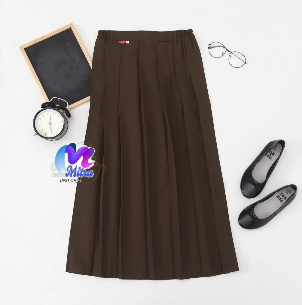 Rok Seragam Pramuka SMP/SMA Panjang Rok Coklat Anak Perempuan Model Full Rempel Bahan Twill Licin