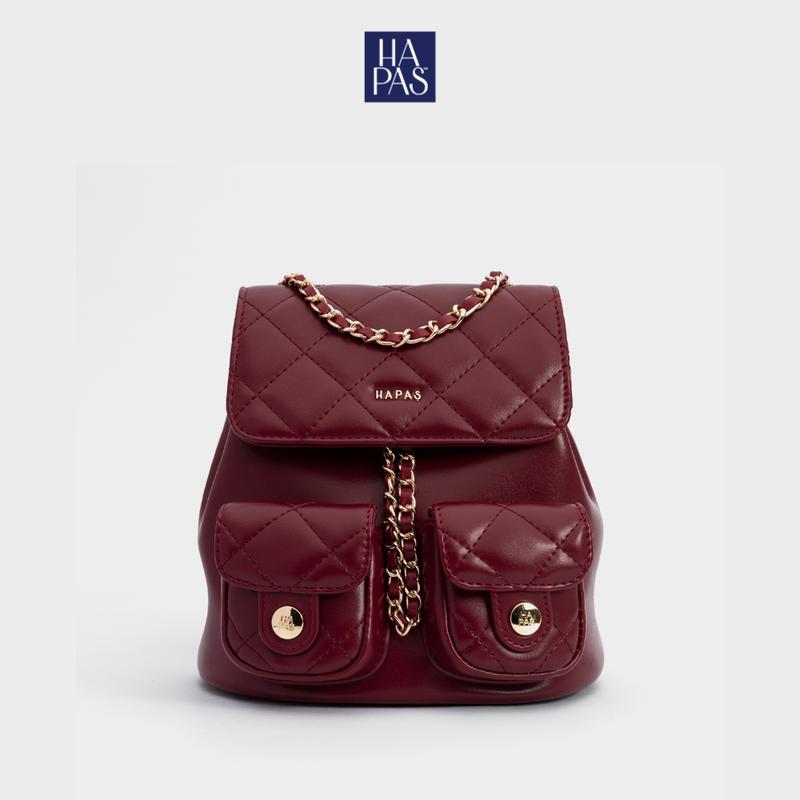 Balo Túi Hộp Ô Trám Chainy Red Size 19 HAPAS - Chất Liệu Da Cao Cấp BL250650