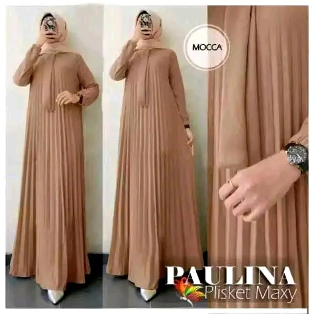 Gamis Plisket Tali Pita  Maxy Lengan Panjang Dress Wanita Muslim Dewasa Mewah Pesta Variasi Maxi Dress Plisket lebaran outfit muslimah Kondangan baju Nyaman Karet Formal