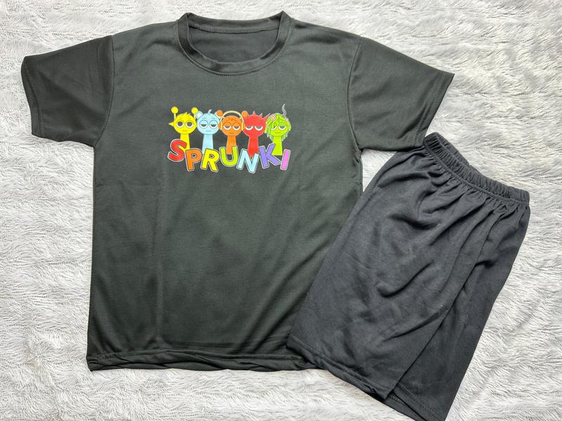 AS - SETELAN KAOS SPRUNKI CELANA PENDEK HITAM ANAK UNISEX USIA 3-12 TAHUN 1