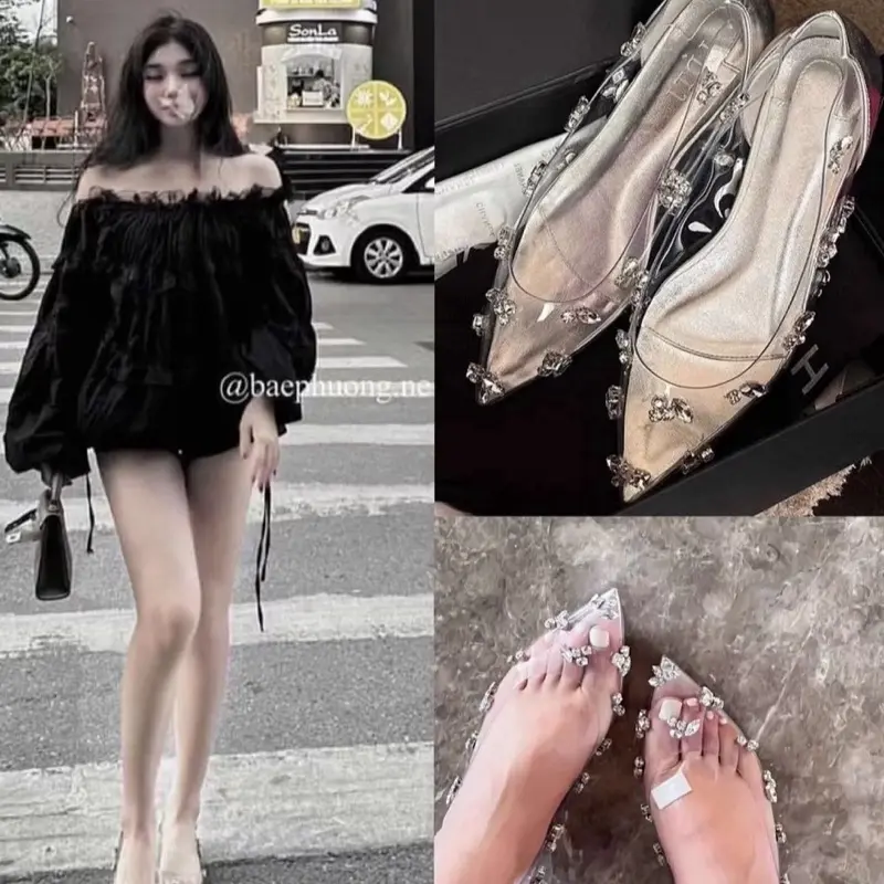 Giày búp bê mica đính đá siêu hot - Hải Anh Shoes