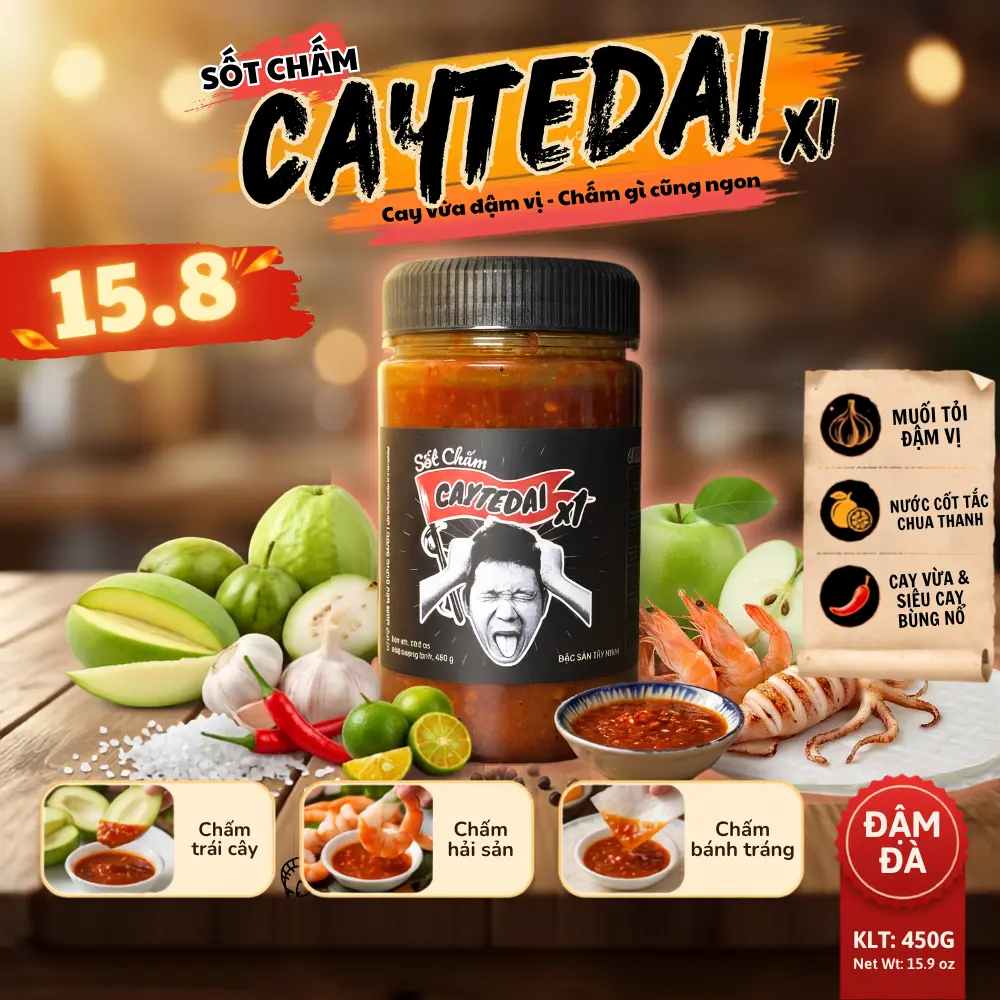Sốt Chấm CayTeDai x1 CAY VỪA - Sốt Muối Chấm Lâm Vlog Cay Tê Dại x1