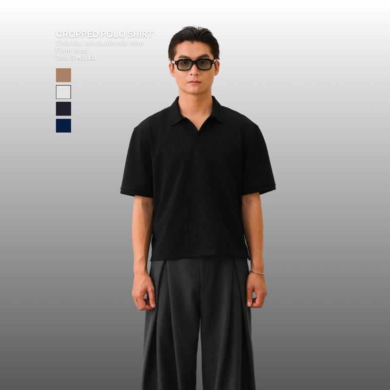 Áo polo nam B Brown dáng crop cổ V lịch sự trang trọng - Cropped Polo Shirts B Brown