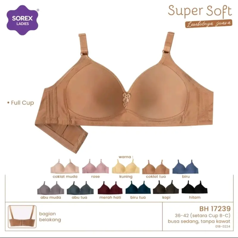 Sorex 17239 Bh Tanpa Kawat Cup Besar Setara B-C Super Soft Basic Bra Wanita Busa Tipis 5