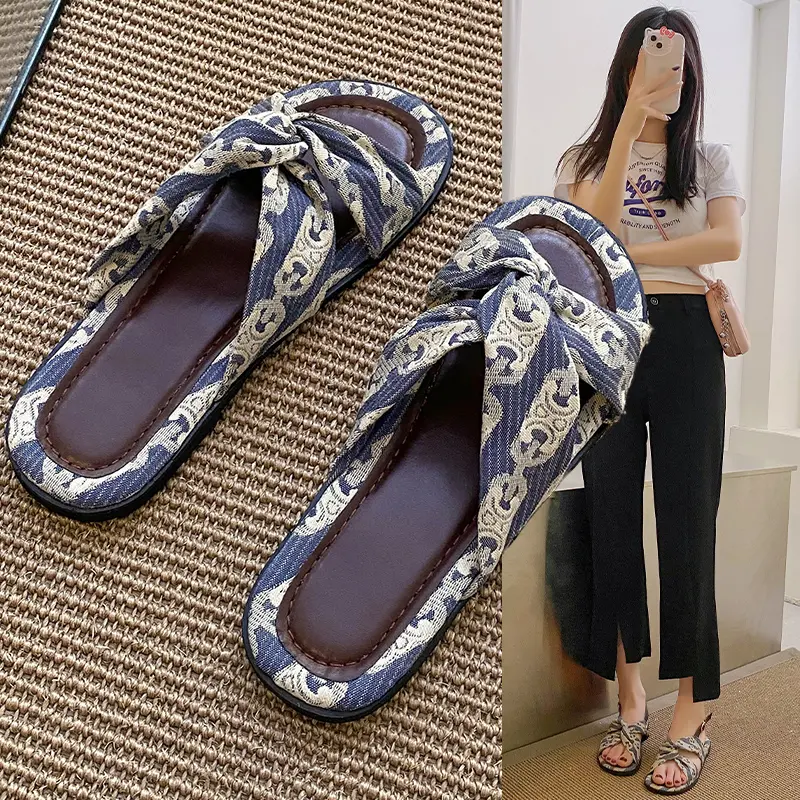 Sepatu Sandal Selop Flat Shoes Sendal Slip On Fashion Sol Karet Wanita Perempuan Import Kekinian Murah Tali Strap Kasual Gaya Korea Terbaru Empuk Biasa Simpel Korean Style Slingback Sandals - Ukuran 35 36 37 38 39 40