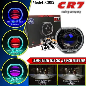 Lampu Biled Asli CR7 4,5 inch C682 Lensa Blue Lens Plus Kipas Pendingin Universal Untuk Motor dan Mobil Motorcycle Kendaraan Kabel