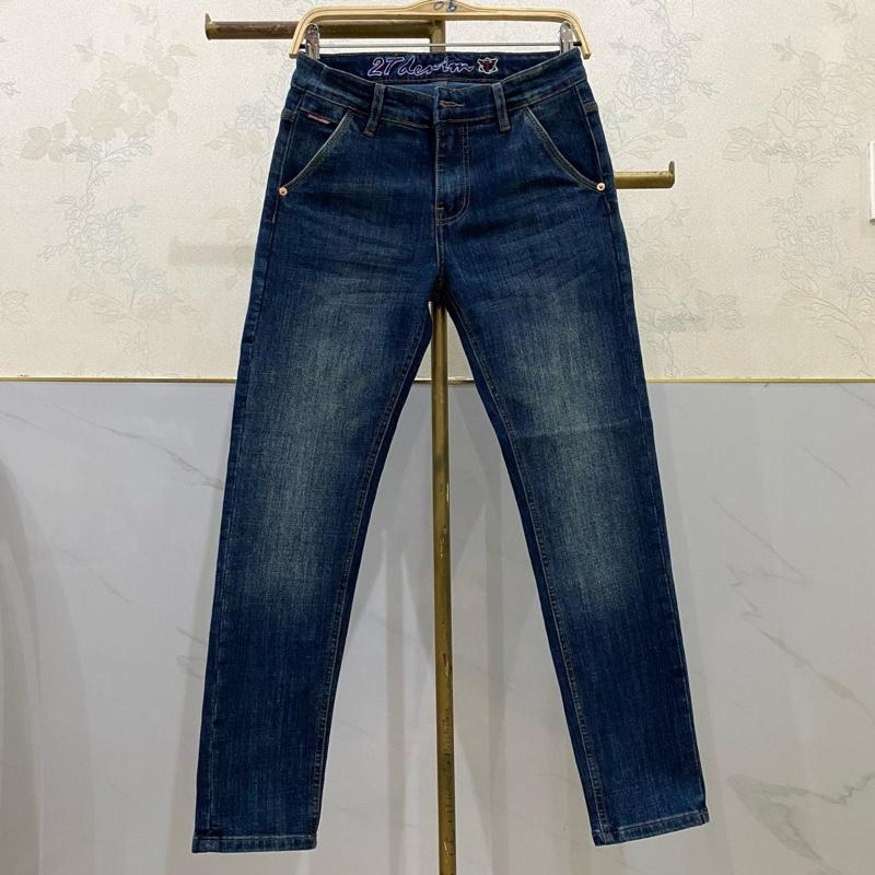 Tiến Thịnh Jean D05 Quần Jean Dài Nam Xanh Đá Phủ Rêu Túi Xéo Co Giãn - Menswear Pants Có Túi