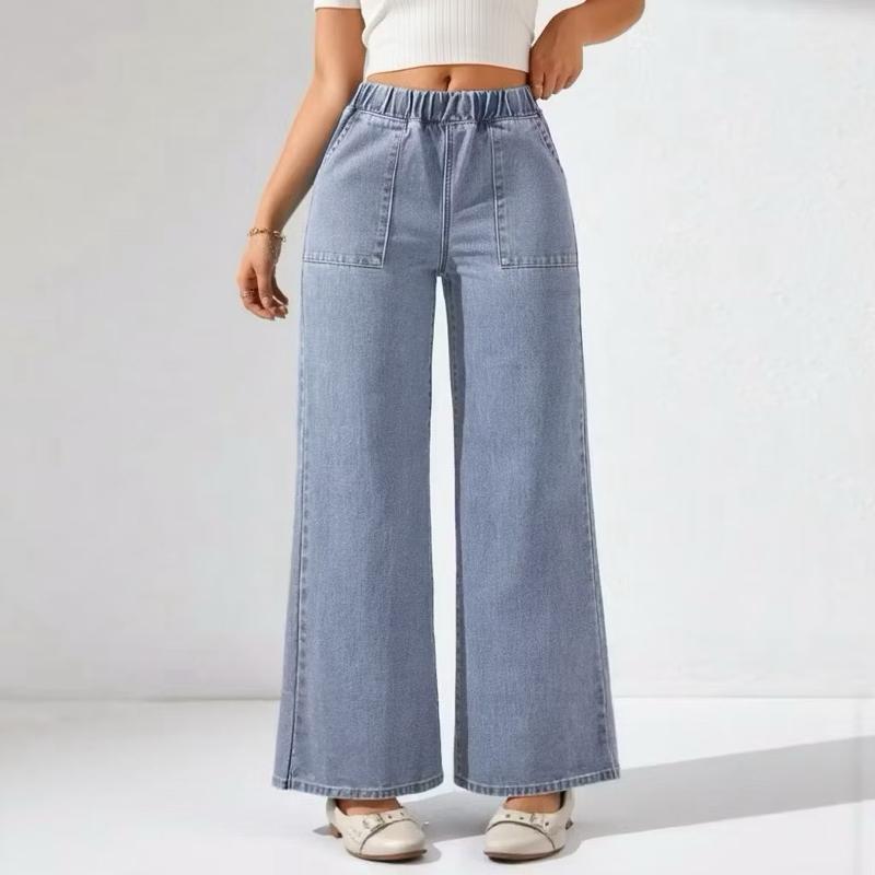 Celana Jeans Loose Wide Leg Plus Size Slack Denim Pants Palazzo Wanita Baffel Jeans