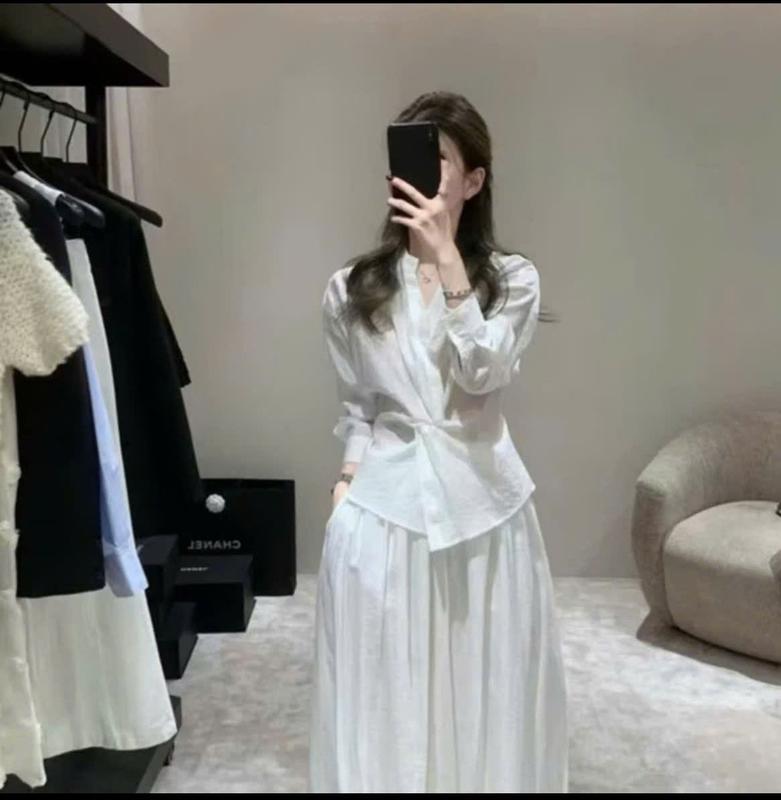  set & lẻ áo đũi nữ xoắn eo cổ tàu - quần dài xuông NHIDENSHOP 