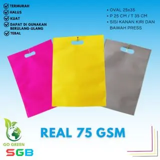 isi 10pcs Tas Spunbond Oval uk 25x35 / Goodie Bag / Tas Kain Polos 75 gsm