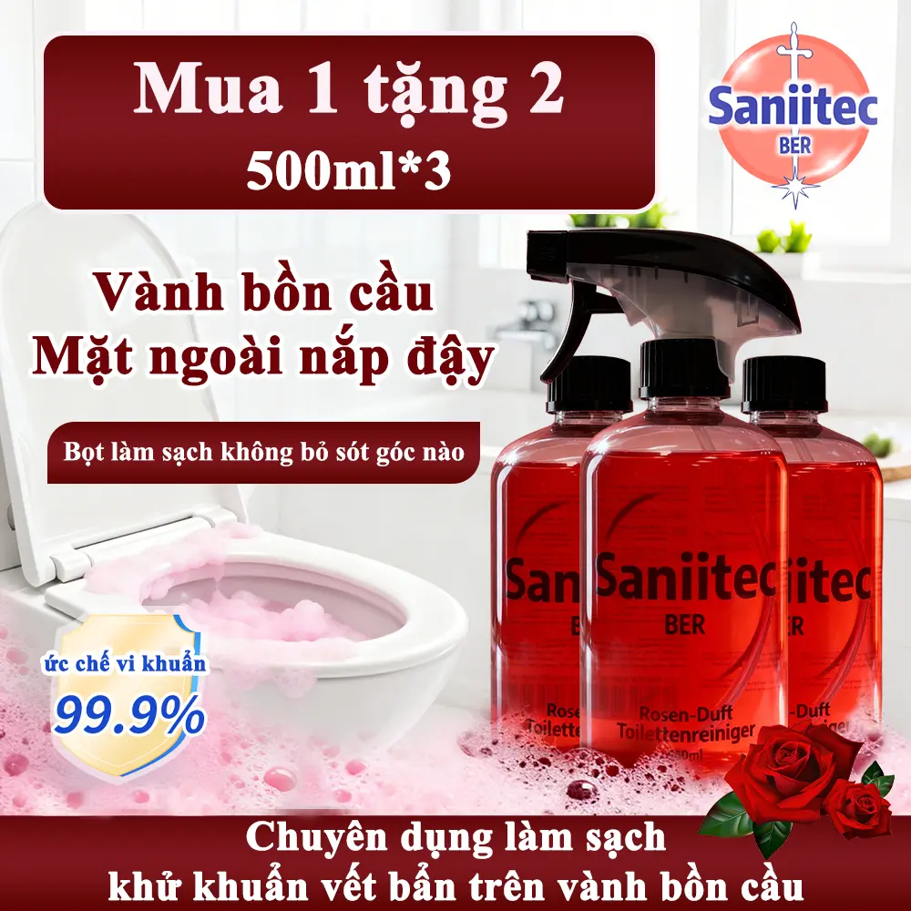 【MUA 1 TẶNG 2】Bộ 3 Chai Bọt Vệ Sinh Bồn Cầu 500ml - Diệt Khuẩn & Khử Mùi Toilet/Bồn Tắm | An Toàn TUYỆT ĐỐI Cho Trẻ Em, Da Nhạy Cảm & Vật Nuôi | Không Hóa Chất - Không Cần Chà