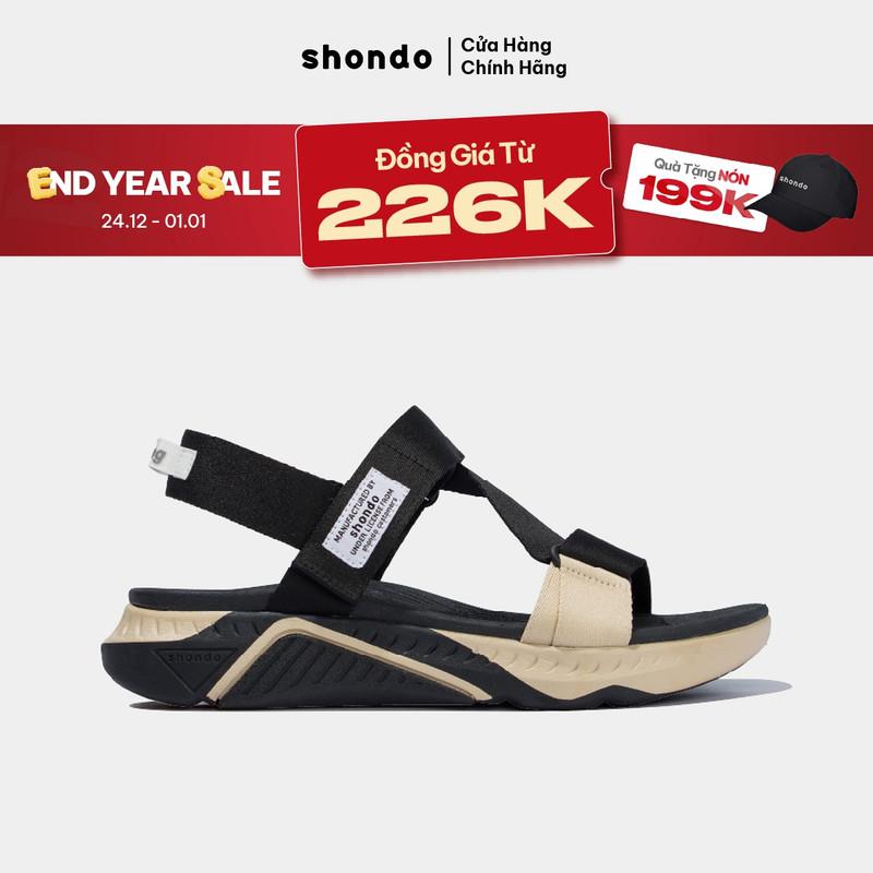 Giày Sandal Nam Nữ SHONDO F7 Racing Thời Trang Êm Nhẹ Đi Học Đi Chơi Màu Đen Be F7R1125