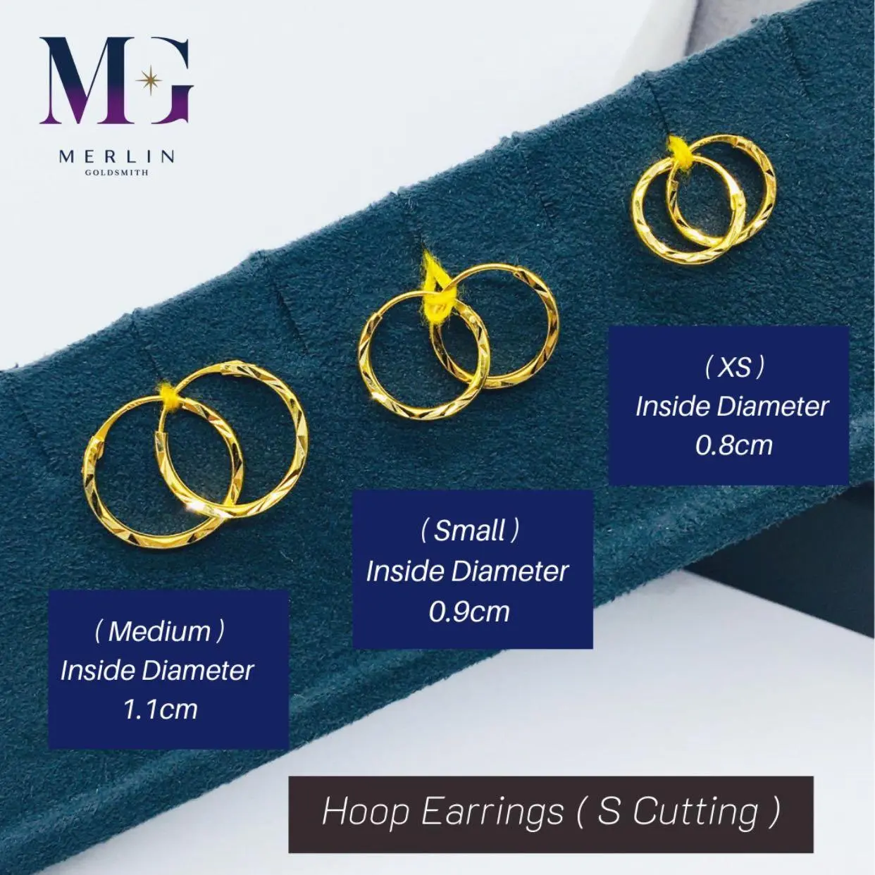 Merlin Goldsmith 916 22k Gold S Cutting Hoop Earrings (XS / S / M)