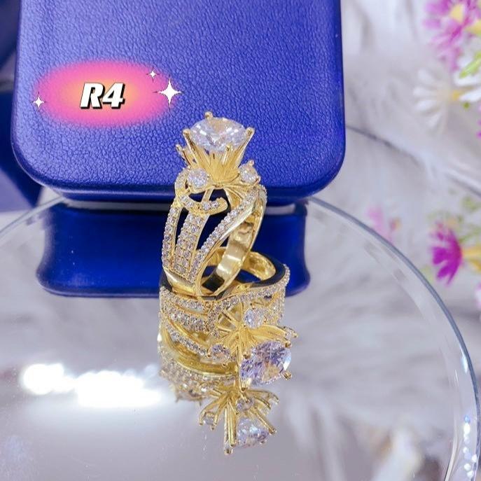  Nhẫn nữ hột cao chất Titan không đen xi vàng bền màu đai nhẫn đính đá lấp lánh hot 