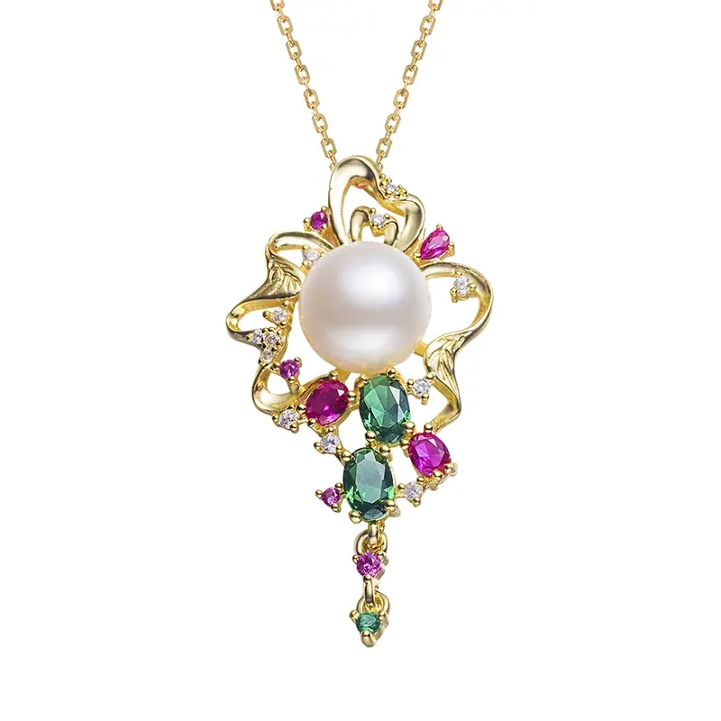 Mặt dây chuyền ngọc trai nước ngọt bằng hợp kim, ANGPERLE, Kích thước 10-11mm, TDDW104
