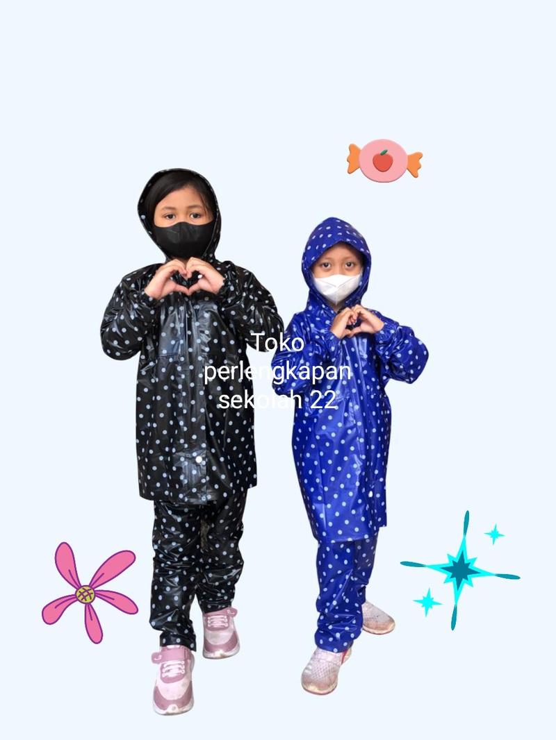 Product Introduction of jas hujan anak laki² dan perempuan usia 4 sampai 10thn motip pulkadot lucu tebal dan bagus 9