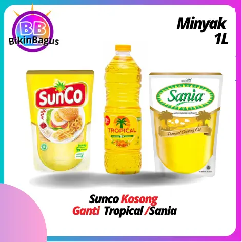Minyak goreng Tropical / Sunco ato Sania 1L minyak goreng paling bening